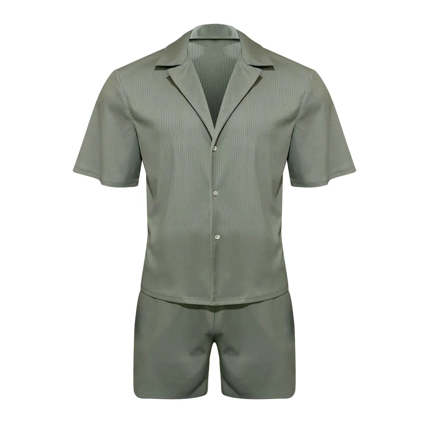 Men Sets Summer Casual Short-sleeved Shirt Shorts Fashion Striped Suit Male Two-piece Set Tracksuit Ropa Para Hombre.