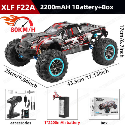 WLtoys  F21A 1:10 80KM/H RC Car 4WD 2.4G Metal Undercarriage Brushless Motor Remote Control High Speed Drift Monster Truck Toy