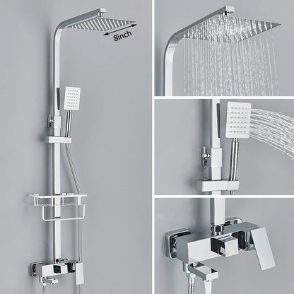 Black Chrome 3/4-way Shower Faucet Rainfall Shower Hot Cold Water Mixer Bidet Faucet Commodity Shelf For Bathroom Shower Mixer