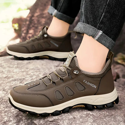 Men Soft Hiking Shoes Summer Breathable Mesh Sneakers Light Black Hike Footwear Walking Shoes Outdoor Shoes Climbing Shoe Male.