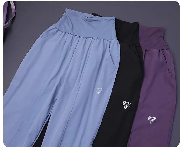 Damen-Fitness-Yogahose mit hoher Taille und Tasche, lockere Bündchen, Knöchel, Workout, Laufen, Training, Sport, Jogginghose, schnell trocknende Haremshose.