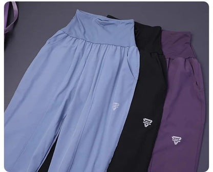 Damen-Fitness-Yogahose mit hoher Taille und Tasche, lockere Bündchen, Knöchel, Workout, Laufen, Training, Sport, Jogginghose, schnell trocknende Haremshose.