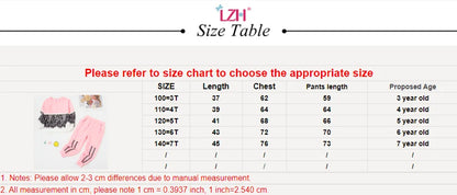 LZH Spring Autumn Girls Sports Suits Children Clothing Toddler Clothes Lace Warm Hooded Costume Outfit Kids Tracksuit Sets 3-8Y.