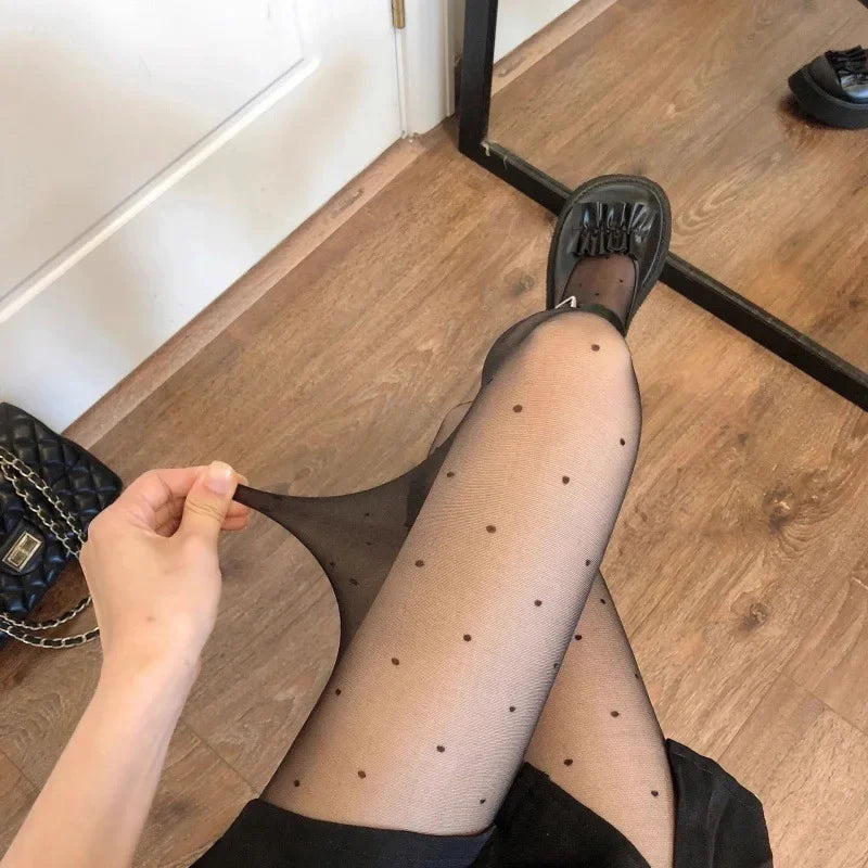 Sexy Blue Butterfly Net Stockings Women's Long Tube Socks Invisible Sweat Absorbent Polka Dot Design Pure Desire Stockings