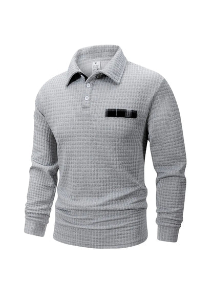 Autumn Knitted Jacquard Grid Polo Pullover Men Solid Color Casual Long Sleeved Sweatshirts Male Daily Warm Turtleneck Streetwear.
