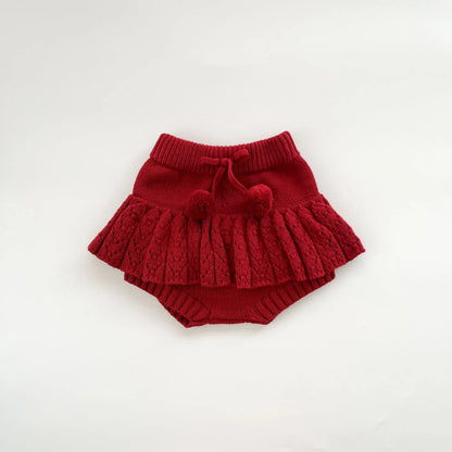 Babykleidungsset 2025, Herbst und Winter, neuer Baby-Strickanzug, Handhaken, Ballpullover + Blasenball-Rock, Hose