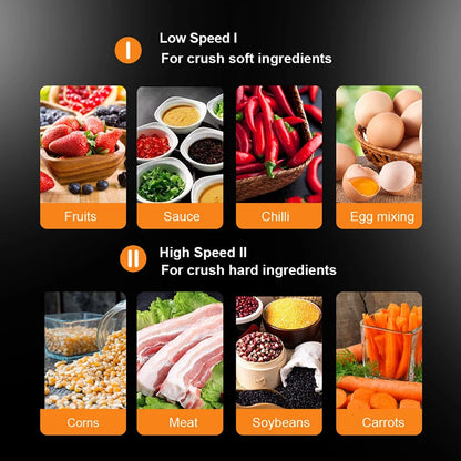 2Speeds 304Stainless Steel Electric Chopper Meat Grinder Mincer Food Processor Slicer Vegetable Food Chopper Meat Slicer Machine.