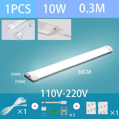 Led Tube Light With Switch Wire 110V 220V 30/50cm Lighting Strip Lamps 10W 20W For  Living Room Bedroom Closet Kitchen Lamp.