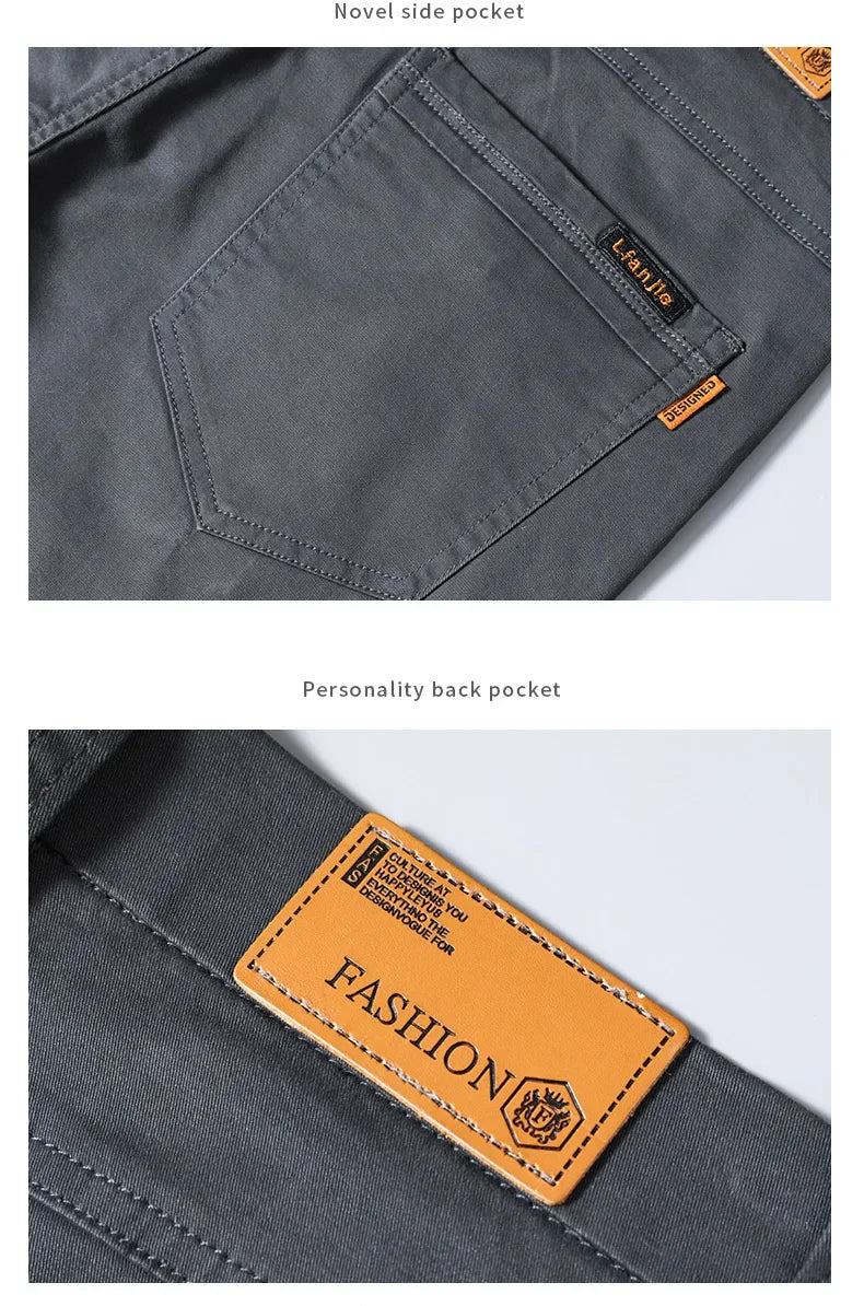 Men's High Quality Pure Cotton Classic Solid Color Casual Pants Business Stretch Slim Straight Brand Trousers Male Autumn New
