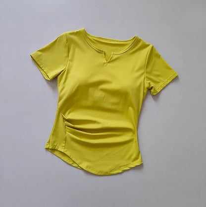 Women's  Sports Shirts Yoga Short-sleeved T-shirt Padded Tight Training T-Shirt Breathable Quick-dry Running T-Shirt Fitness Top