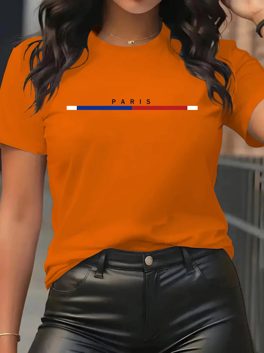 Women's T-shirt 100% Cotton Paris Fashion Short sleeved Top Loose Plus Size Shirt Short Sleeves Women TeeCotton Woman Tshirts.