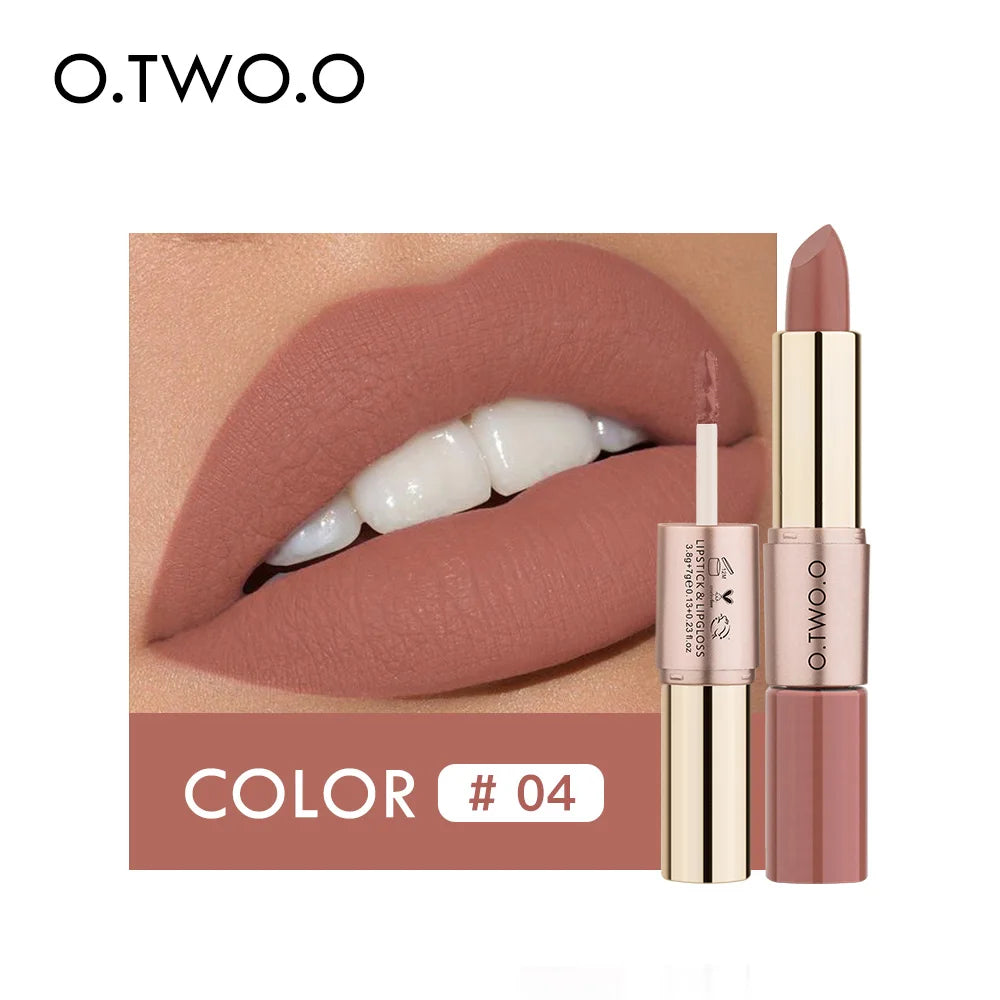 O.TWO.O 2 IN 1 Matte Lipstick&Liquid Lipstick 12 Colors Makeup Lip Glaze Waterproof Batom Lip Cosmetics Silky Texture