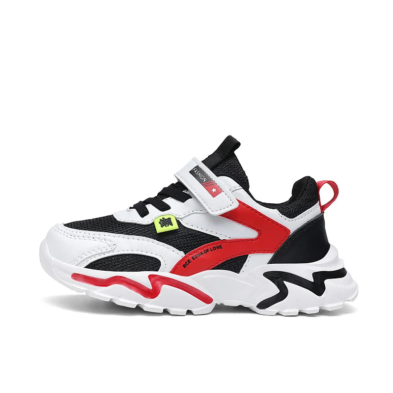 Kid Sneakers Sport Shoes for Boys Fashion Leather Children Breathable Mesh Comfort Shoes Casual Walking Outdoor Running Shoes.