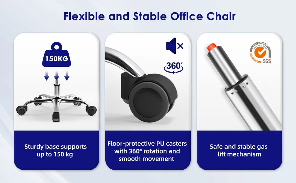 Daccormax Ergonomischer Bürostuhl, Mehrpunktstütze, verstellbare, atmungsaktive Netzrückenlehne, drehbarer Computer-Schreibtischstuhl mit Kopfstütze