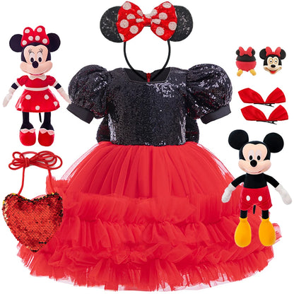 Kleinkind Disney Mickey Minnie Maus Cosplay Kleid Baby Mädchen Jungen Polka Dot Outfits Kinder Halloween Geburtstag Nette Kleidung Sets