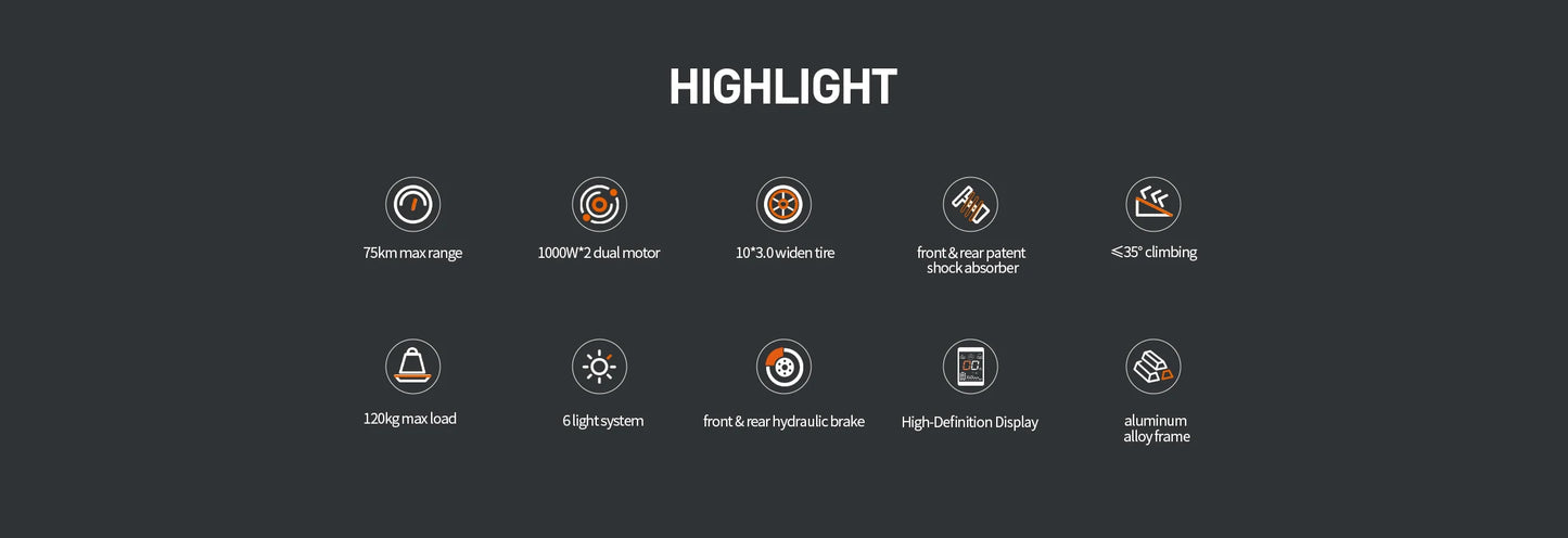 JOYOR S10-S-Z Electric Scooter 60V 18Ah Dual Motor 2000W 10 Inch Tire Adult Escooter 65km/h Max Speed 70-85km Range Black.