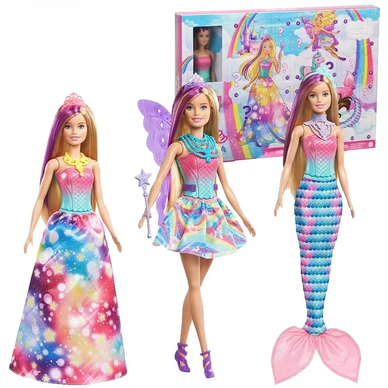 Original Barbie Doll Dreamtopia Magic Mermaid Dolls for Girls Rainbow Hair Fantasy Color Feature Kids Toy Bjd Butterfly Princess.