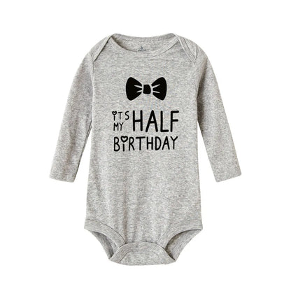 Baby Body Es Ist Mein Halb Geburtstag Briefe Drucken Weiß Kind 1/2 Geburtstag Party Outfit Kleidung Baby Infant Dusche Tragen geschenke