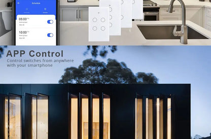 Tuya WiFi Smart Licht Schalter UNS Standard Arbeit Mit Alexa Google Home Wand Touch Schalter 110 V 220 V RF433Mhz Fernbedienung 1 2 3 4 Gang.