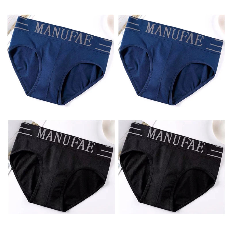4pcs Mens Sexy Briefs Teenager Sport Underwears Plus Size Fat Men's Underpant Panties Students Breathable Fashion Casual Panties.