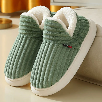 Bebealy New Winter Men Slippers Warm Cotton Shoes Men Indoor Fluffy Fuzzy Men Boots Outdoor Nonslip House Ankle Boots Shoes Men