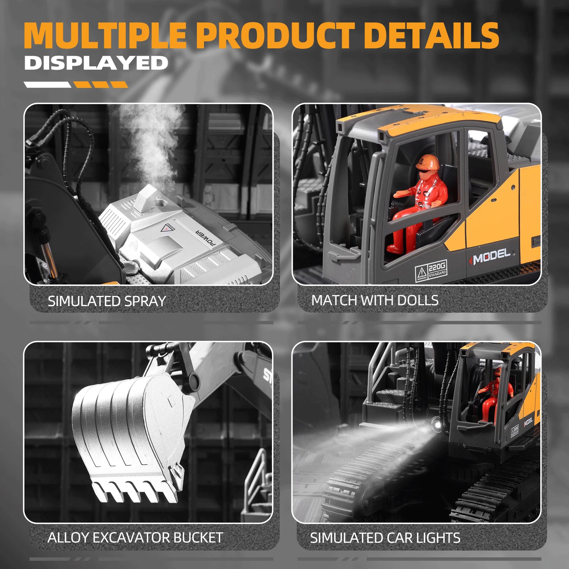 ZWN 1/16 1/20 Remote Control Excavator Dump Truck RC Model Car Toy Professional Alloy Simulation Construction Vehicle for Kids.