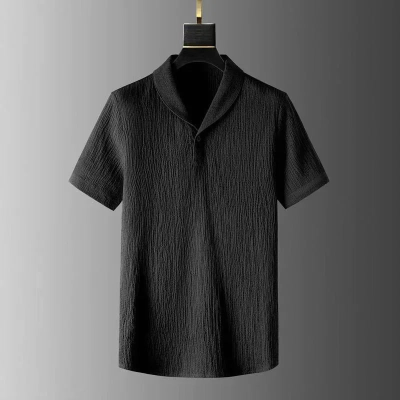 Summer Casual Thin Linen Set Men's Sport Suit Outdoor Wear Short Sleeve Long Pants Two-Piece Set Lightweight Comfortable Fit.