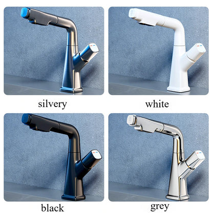 Hot and cold faucet bathroom sink vanity with pull-out function that can be raised and lowered 360º rotating mixing spray faucet