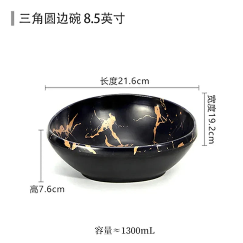 Marble Texture Imitation Melamine Plate BBQ Tableware Cake Fruits plates Snack Tray Outdoor Party Dishes Steak
