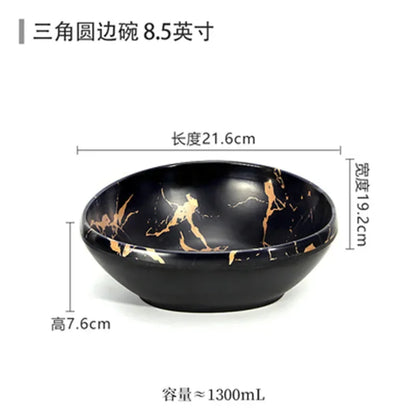 Marble Texture Imitation Melamine Plate BBQ Tableware Cake Fruits plates Snack Tray Outdoor Party Dishes Steak