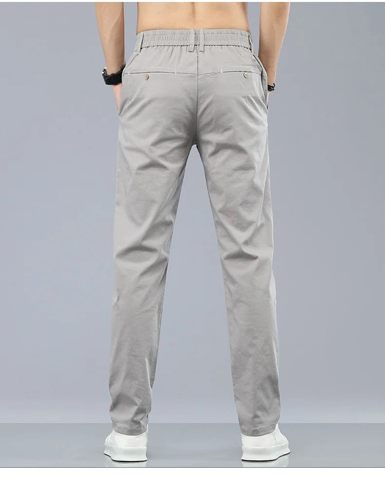 Marke Kleidung männer Casual Hosen 98% Baumwolle Dünne Business Gerade Slim Fit Klassische Hosen Stretch Frühling Sommer Männliche Hosen.