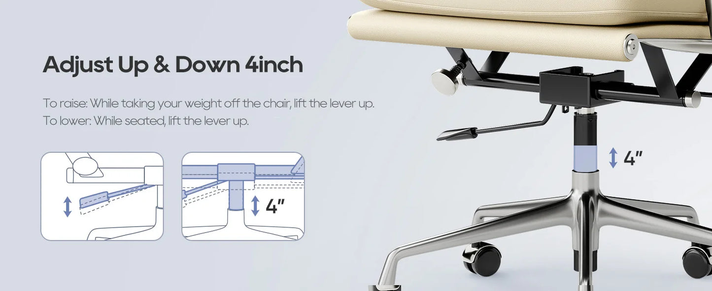 Büro Gasts tuhl gepolsterte Leder bequeme Empfangs stühle mit Rädern verstellbare drehbare rollende Büros tühle