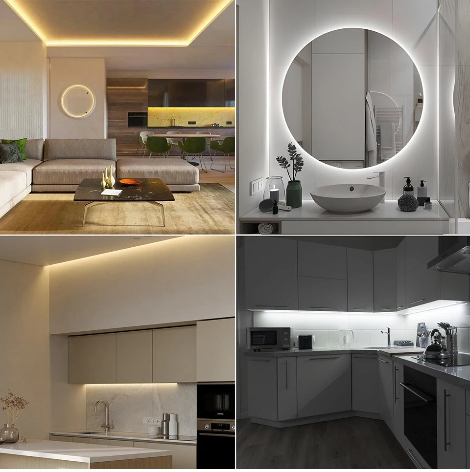 RF Remote Control Dimmable COB LED Neon Lights Strip Silica Tube Waterproof USB Lamp 1m 2m 3m 5m Night Lighting Excluded battery.