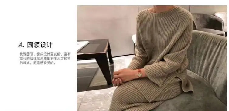 2024 Autumn Winter New Women's Fashion Fashionable Age Reducing Two Piece Pants Knitted Sweater Straight Leg Pants Set For Women.