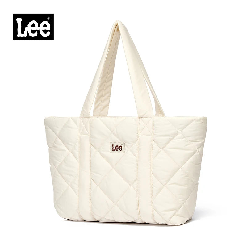 LEE Large Soft Puffer Bag Women Big Size College Students Laptop Book Quilted Tote Bag Lady Down-filled Shopping School Bags
