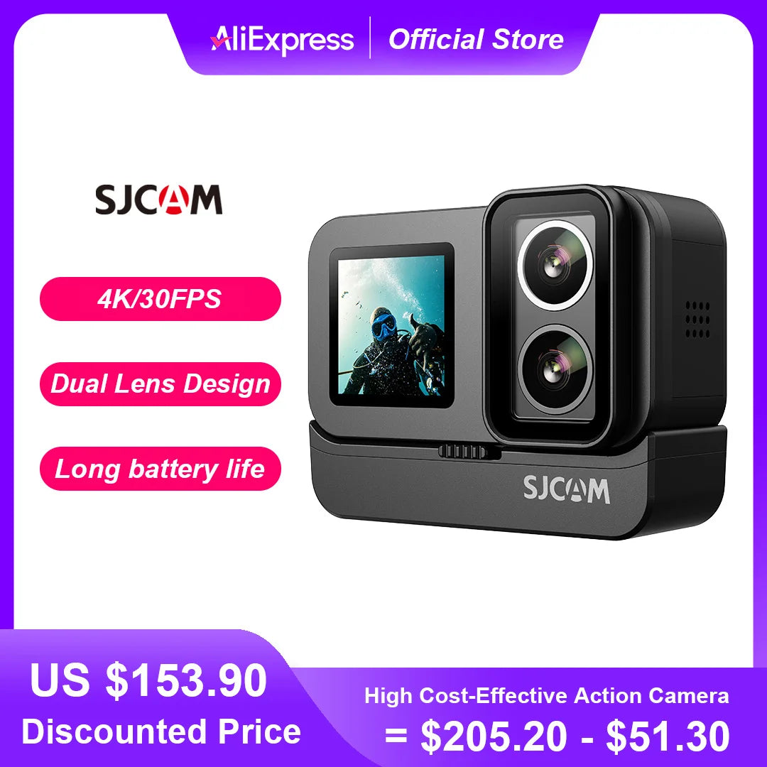 SJCAM SJ20 4K Anti-Shake Action Camera Dual Lens Waterproof 5G WiFi Touch Screen Motion Detection Multifunctional Sports Cam.