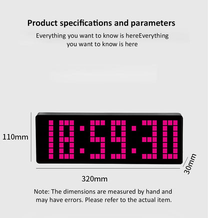 13 Zoll Pixel Digital Wanduhr Timer Positiv/Countdown/Stoppuhr Tischuhr mit Fernbedienung 12/24 Stunden LED Elektronische Uhren