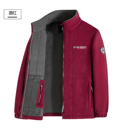 Outdoor Ski Fleece Jacket Men's Autumn And Winter Brand Thick Very Cold Plush Lapel Coat Casual Snow Windproof Sweatshirt Jacket.