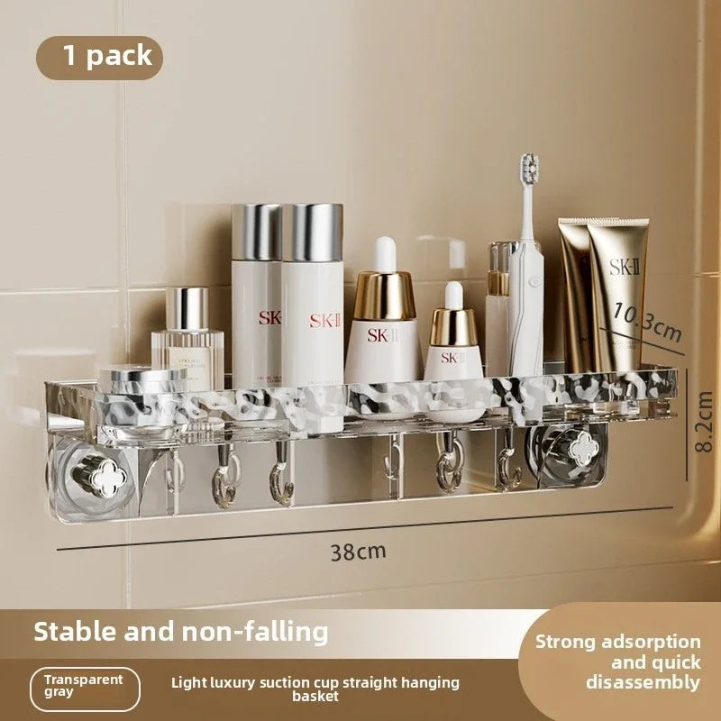 Eckregal mit gewelltem, nicht perforiertem Saugnapf, für Badezimmer, WC, Stativ, Duschregal, Wandmontage, Handtuch-Organizer, platzsparend