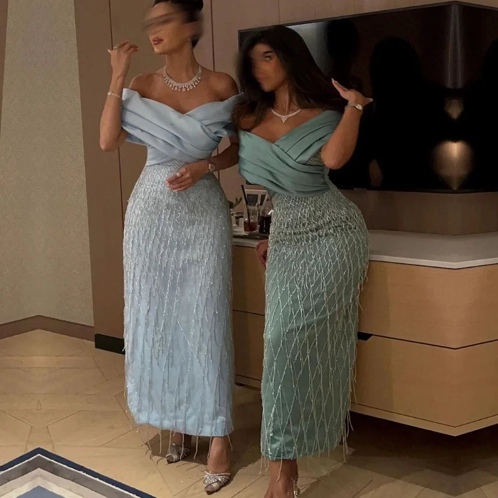 Maßgeschneiderte Ballkleider, klassisch, exquisit, hochwertiges Jersey-Faltenquaste, gerades Midikleid mit V-Ausschnitt, modisches formelles Partykleid.