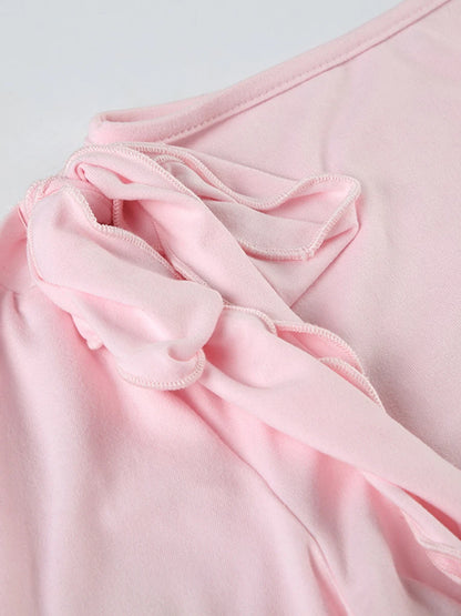 Casual Women's Fashion One-shoulder Strap Basic T-shirt Oblique Shoulder Personality Slim Hot Girl Long Sleeve.