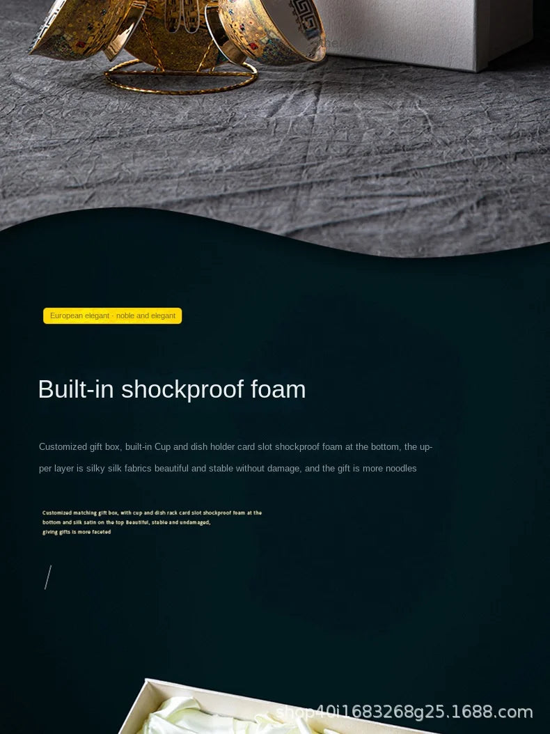 European Coffee Set Bone China Coffee Cup And Saucer Set Retro Luxury Porcelain Cup For Birthday Gift Couple Set With Gift Box.