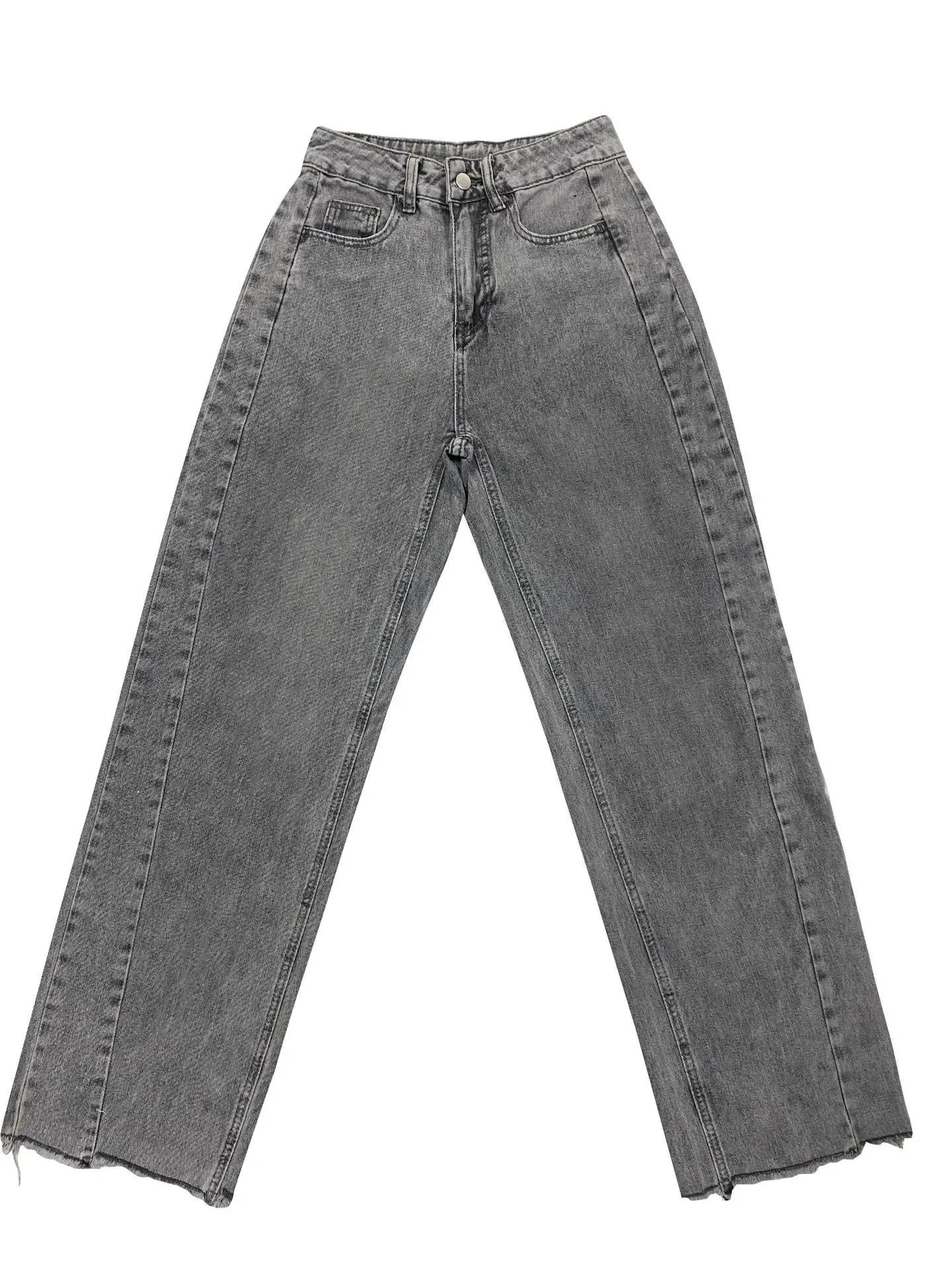 High Waist Wide Leg Denim Jeans Women's Spring 2025 Design Sensation Elegant No Stretch Comfortable Fit Female Fashionable.