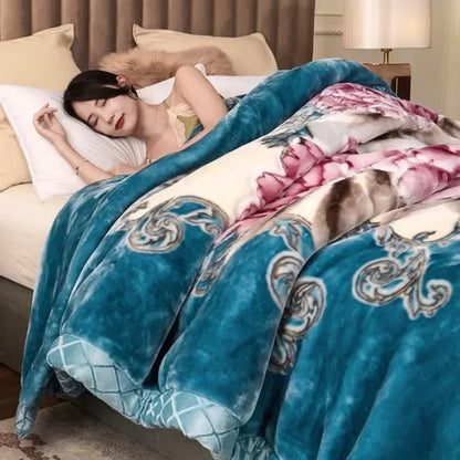 Double-layer Thick Plush Blanket Warm Skin Friendly in Winter Quilt Multiple Non Shedding Prints High Quality Bedding Article