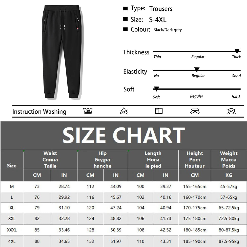 Winter Lambswool Warm Pants Men's Thick Fleece Thermal Trousers Men Fitness Jogging Drawstring Pants Male Sweatpants.