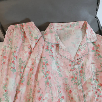 Autumn and Winter Pajamas Women Long Sleeve Pants Cardigan Sweet Print Cartoon Student Plus Size Loungewear Two-Piece Set.