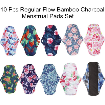 10pc Reusable Menstrual Panties Pads Monthly Period Gaskets Women's Washable Sanitary Napkin Lady Menstrual underwear Cloth Pads.