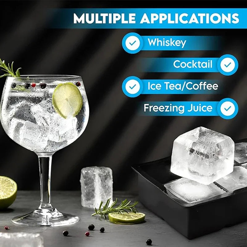 4/6/8/15/160 Grid Big Ice Tray Mold Giant Jumbo Large Food Grade Silicone Ice Cube Square Tray Mold DIY Ice Maker Ice Cube Tray.