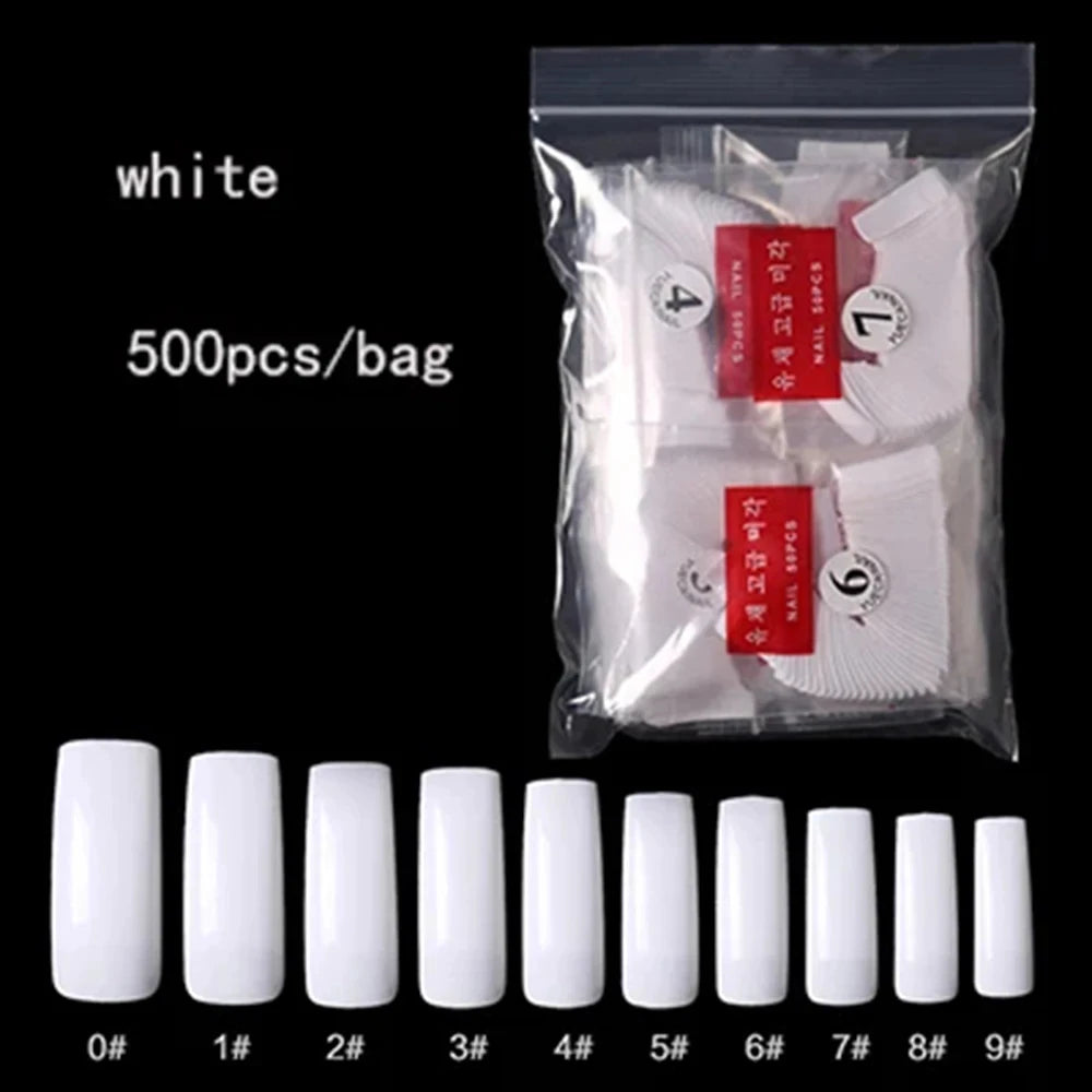 600Pcs Extra Long Hawk Curved Nail Tips Half Cover Eagle Claw Curve False Nails Extension 10 Sizes Bag Packaging for Art Salon *.