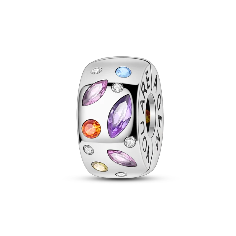 Silver Clasp 925 Sterling Silver CZ pave Clip Charms Daisy Beads Stopper Safety Chain fit Original Bangle Bracelet Jewelry Clip